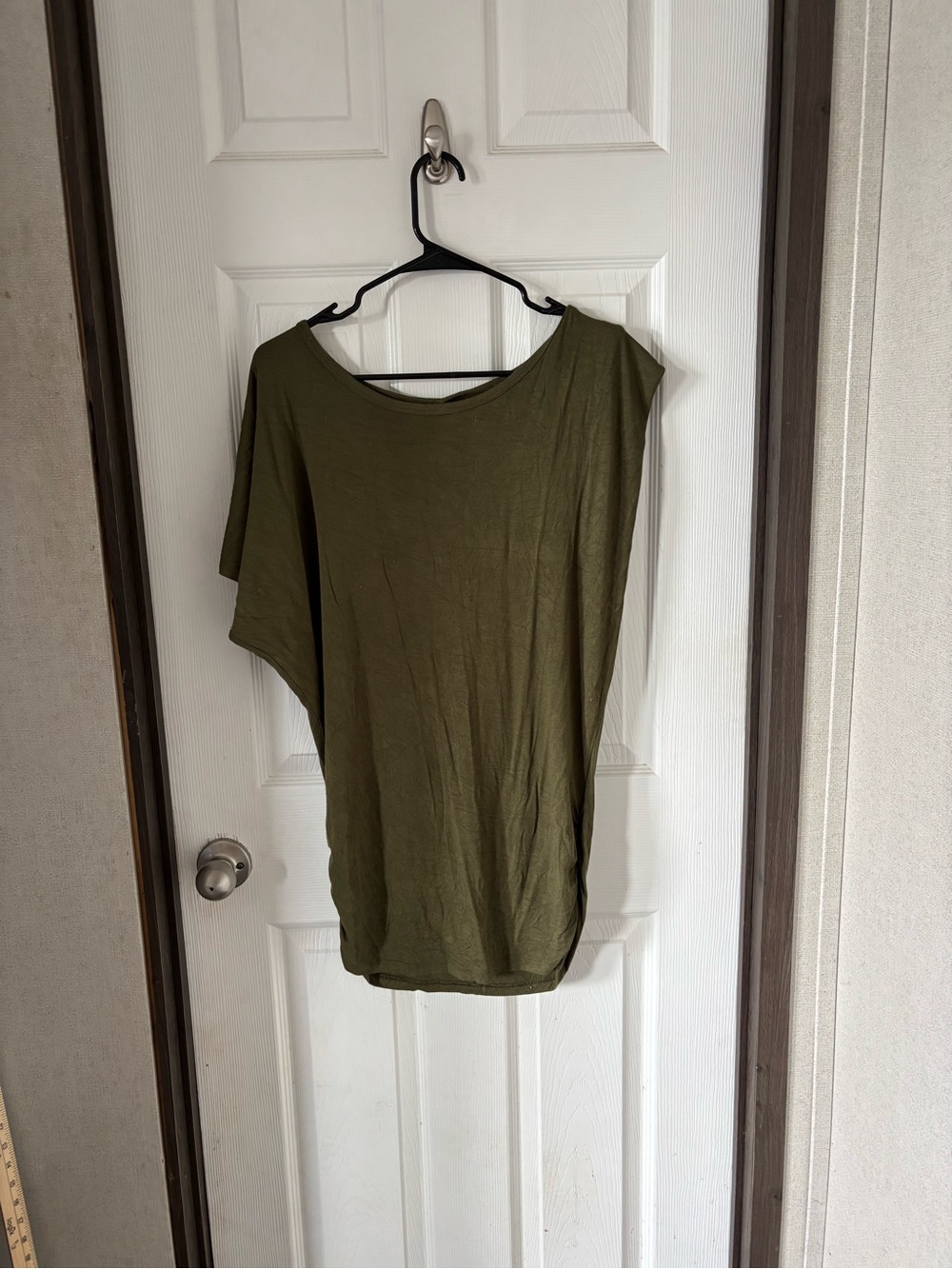 Olive Green Women's Draped Short-Sleeve Blouse
